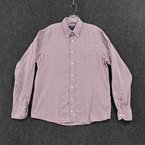 Eton Contemporary Shirt Mens Large 42 Red Blue White Check 16.5 Button Down